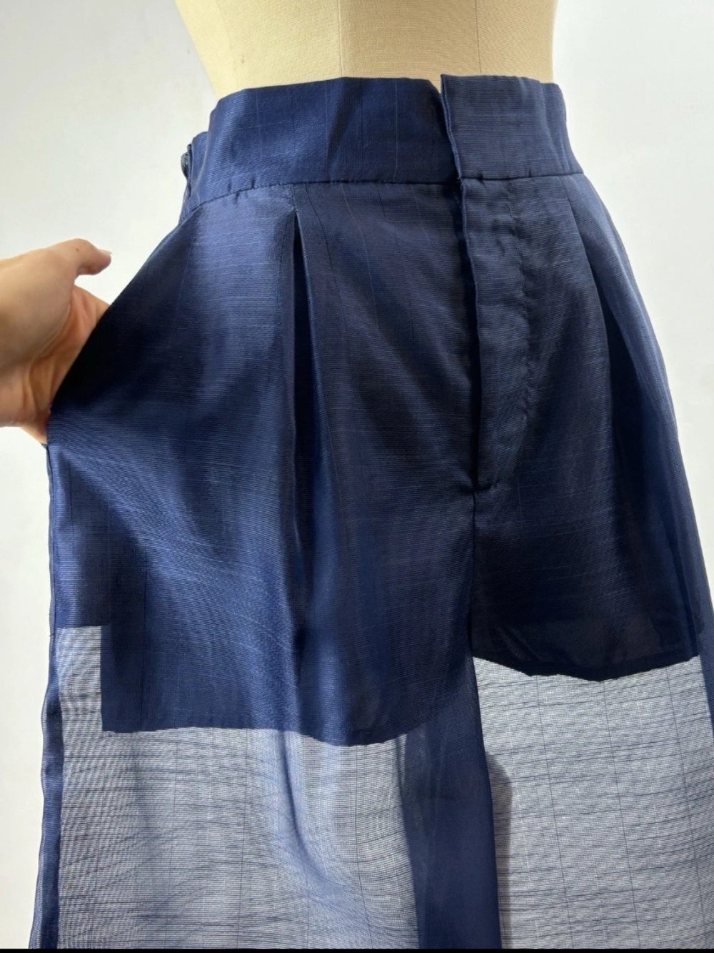 NWT Anthropologie Dolan Sheer Crop Culottes Wide Leg Organza Trousers Pants Navy - Picture 16 of 16